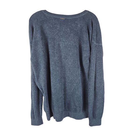 Prana Blue Milani Organic Cotton Wool Blend V-Neck Sweater L - Picture 2 of 6